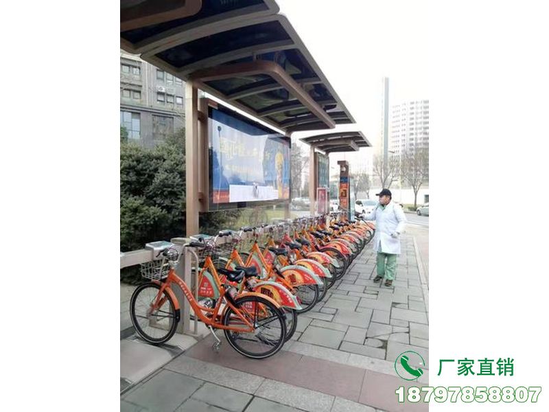 潜江公交站点共享自行车棚